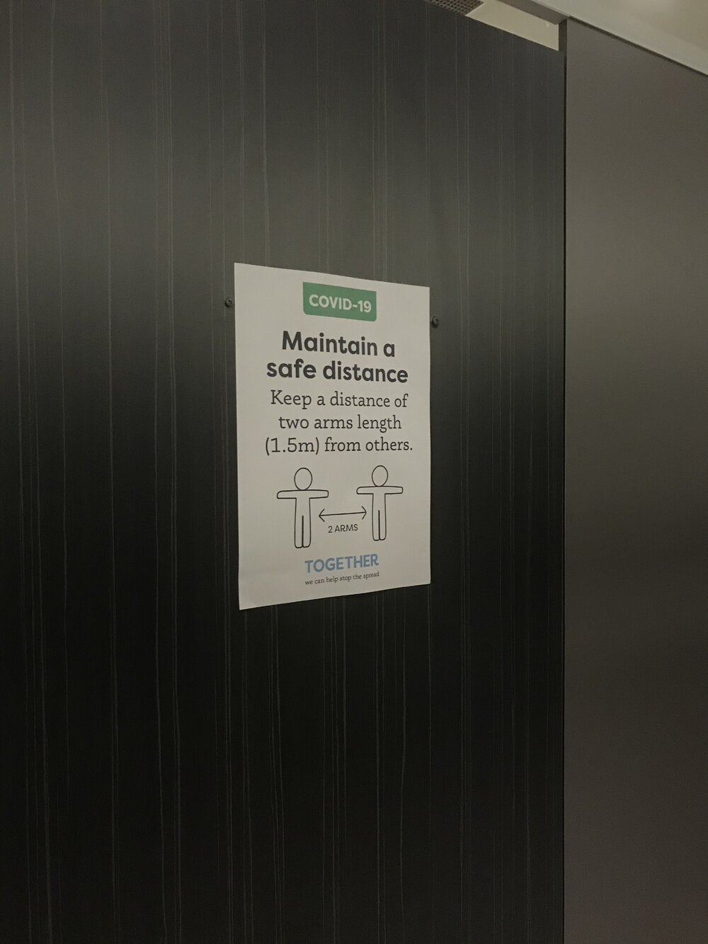 Maintain a safe distance sign, Springfield Library, 2020