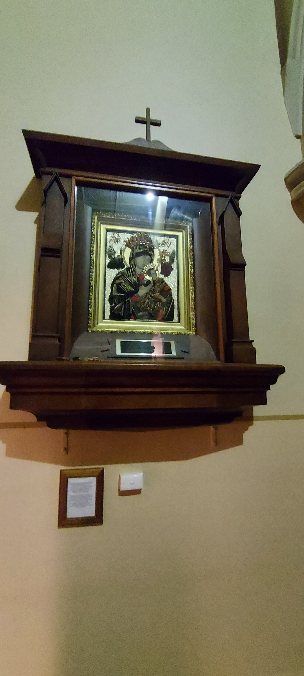 St Mary's interior at night, Woodend, July 2022