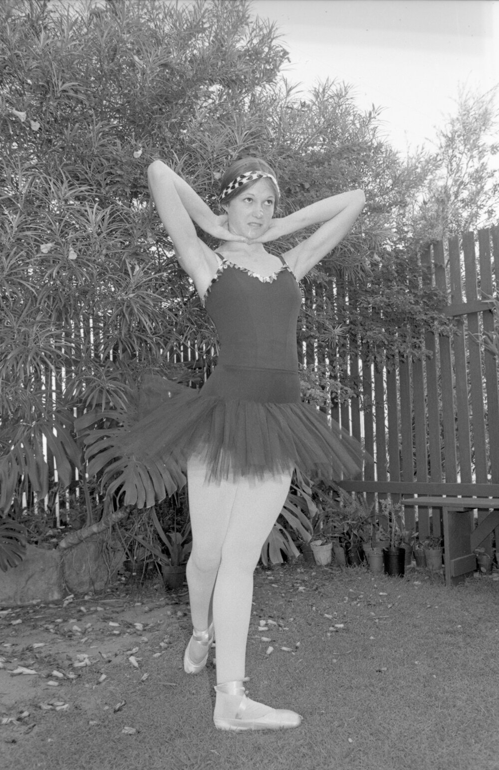 Ballerina Posing for Photos in Backyard, Ipswich, December 1977