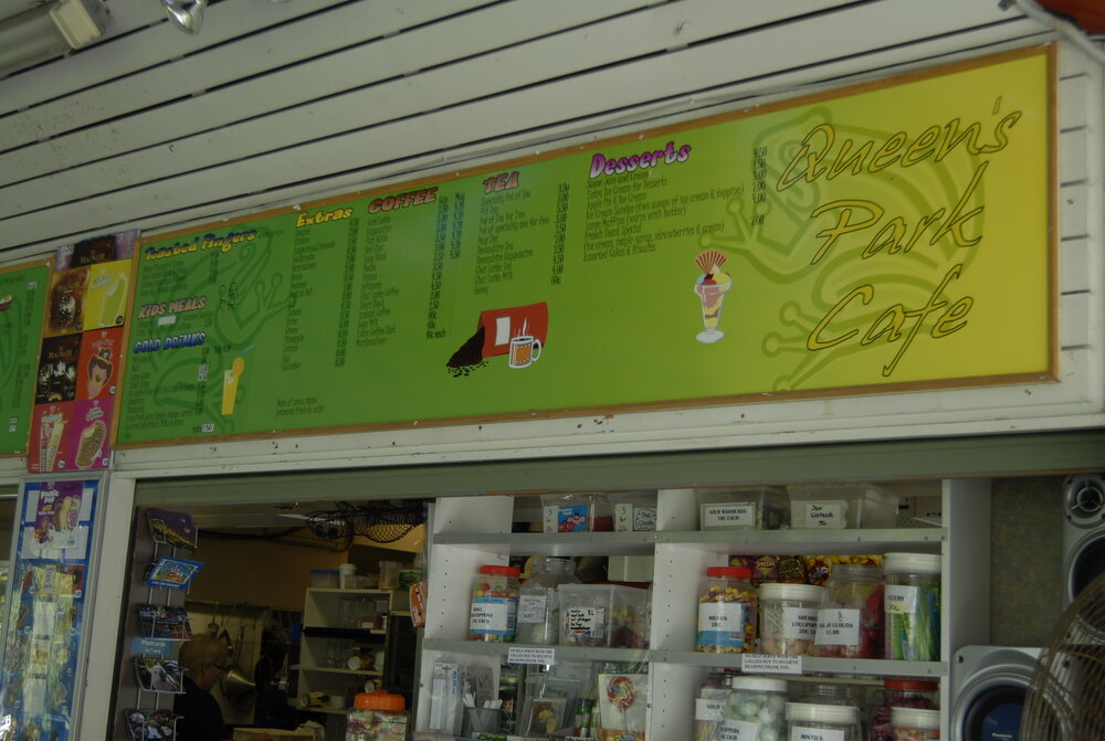 Queens Park Cafe Menu signage, 2009
