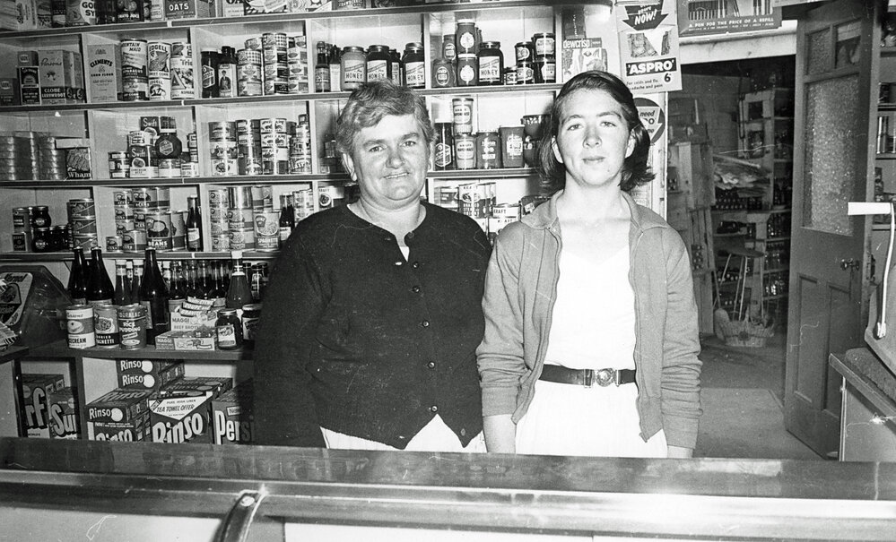 Staff inside Merritt's Handy Store, Leichhardt, Ipswich, mid 1950s