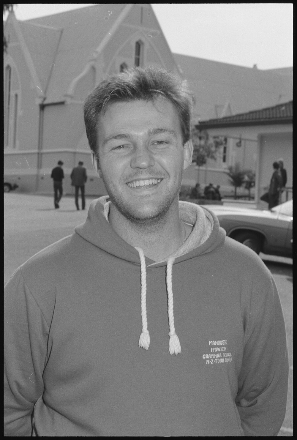 Ross Dale, manager of the Ipswich Grammar School rugby tour to New Zealand, Woodend, August 1985
