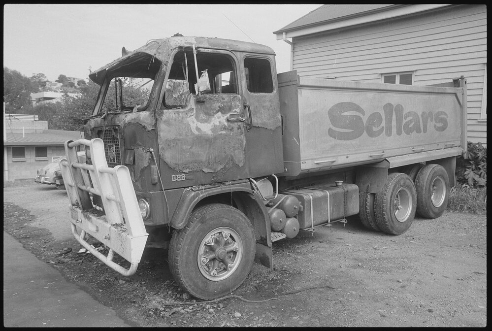 Fire damage to Sellars Truck, Ipswich, August 1985 