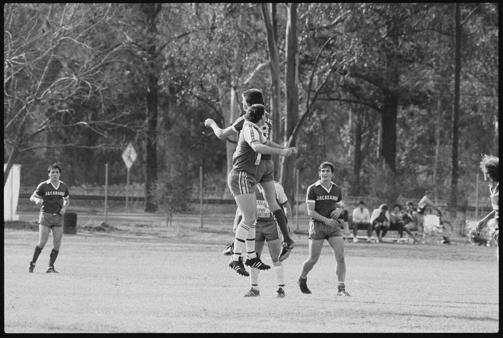 Soccer match at St Helen's Field, Ipswich, August 1985
