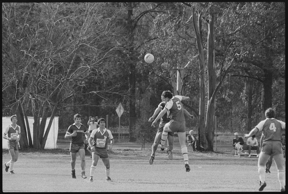 Soccer match at St Helen's Field, Ipswich, August 1985