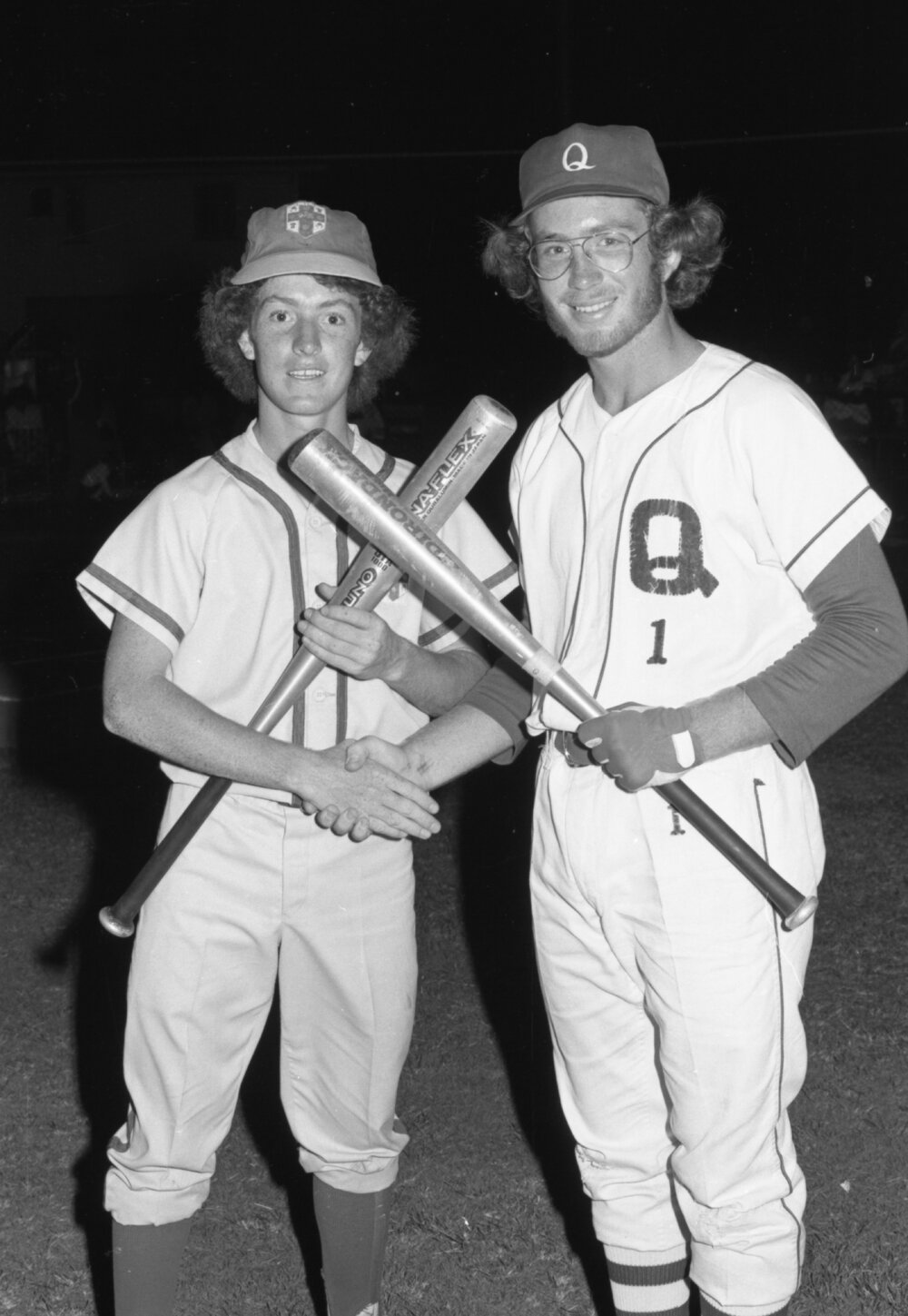 Unidentified baseball players, Ipswich, December 1977
