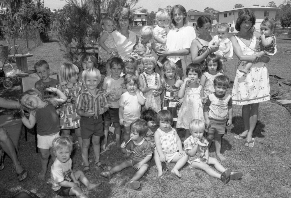 Christmas party with unidentified children, Ipswich, December 1977