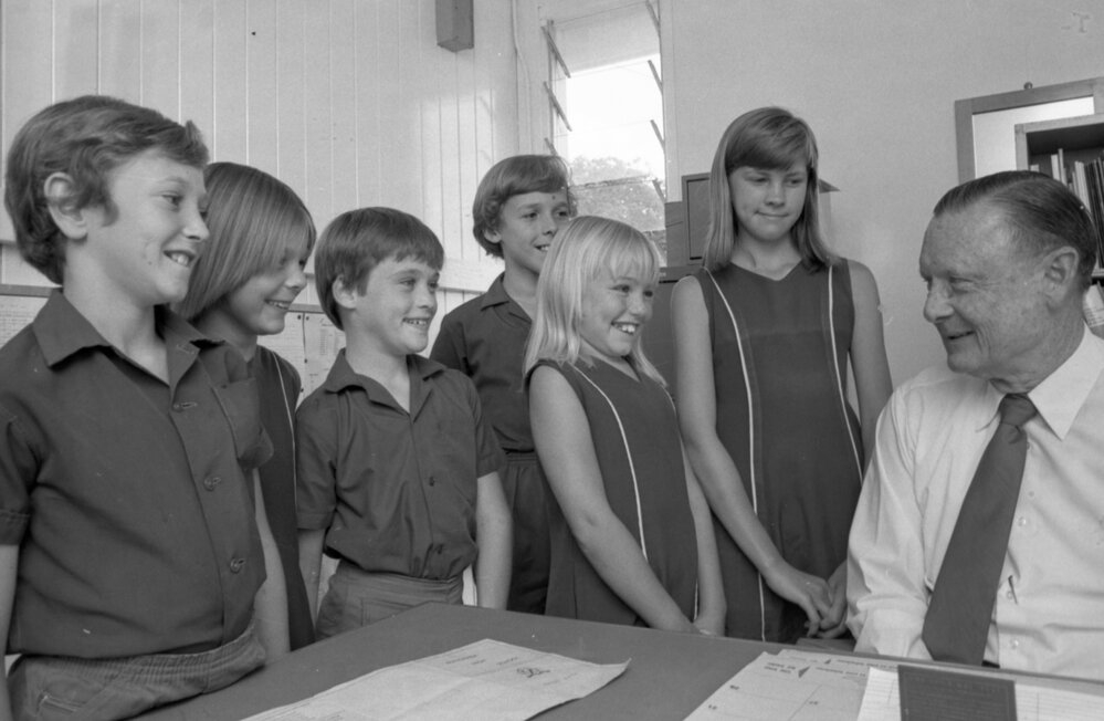 Mr Byrne at Bundamba State School, Ipswich, December 1977
