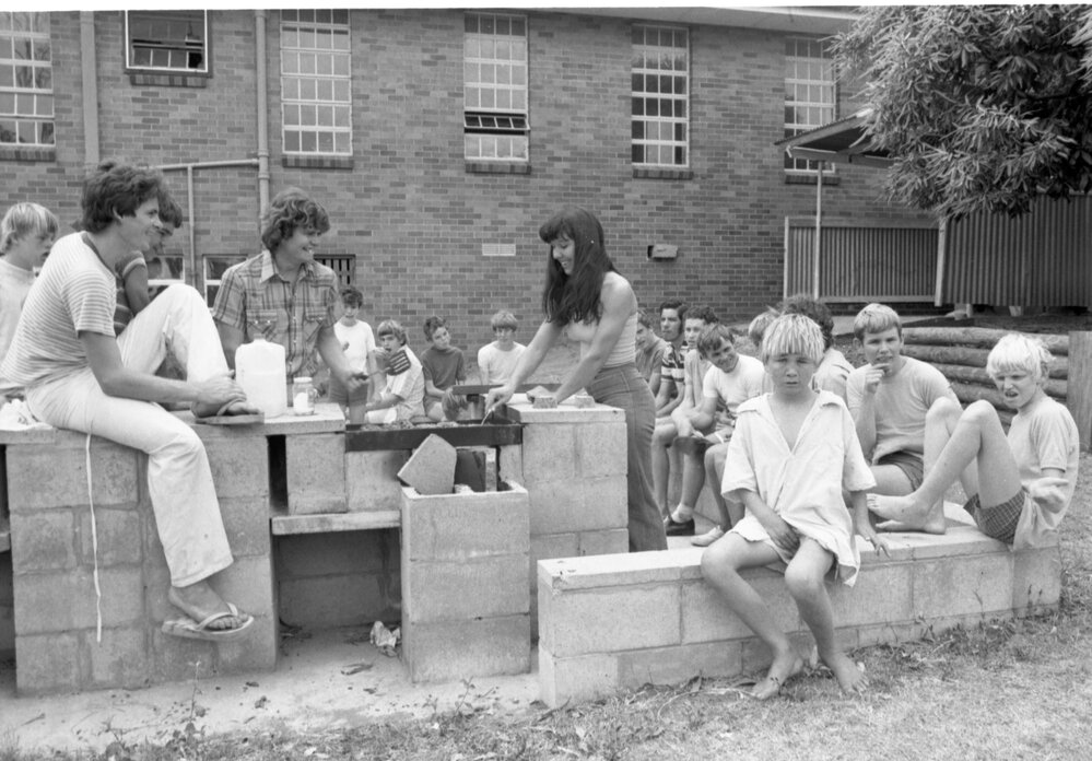 Cookout in a nature reserve, Ipswich, Queensland, January 1978