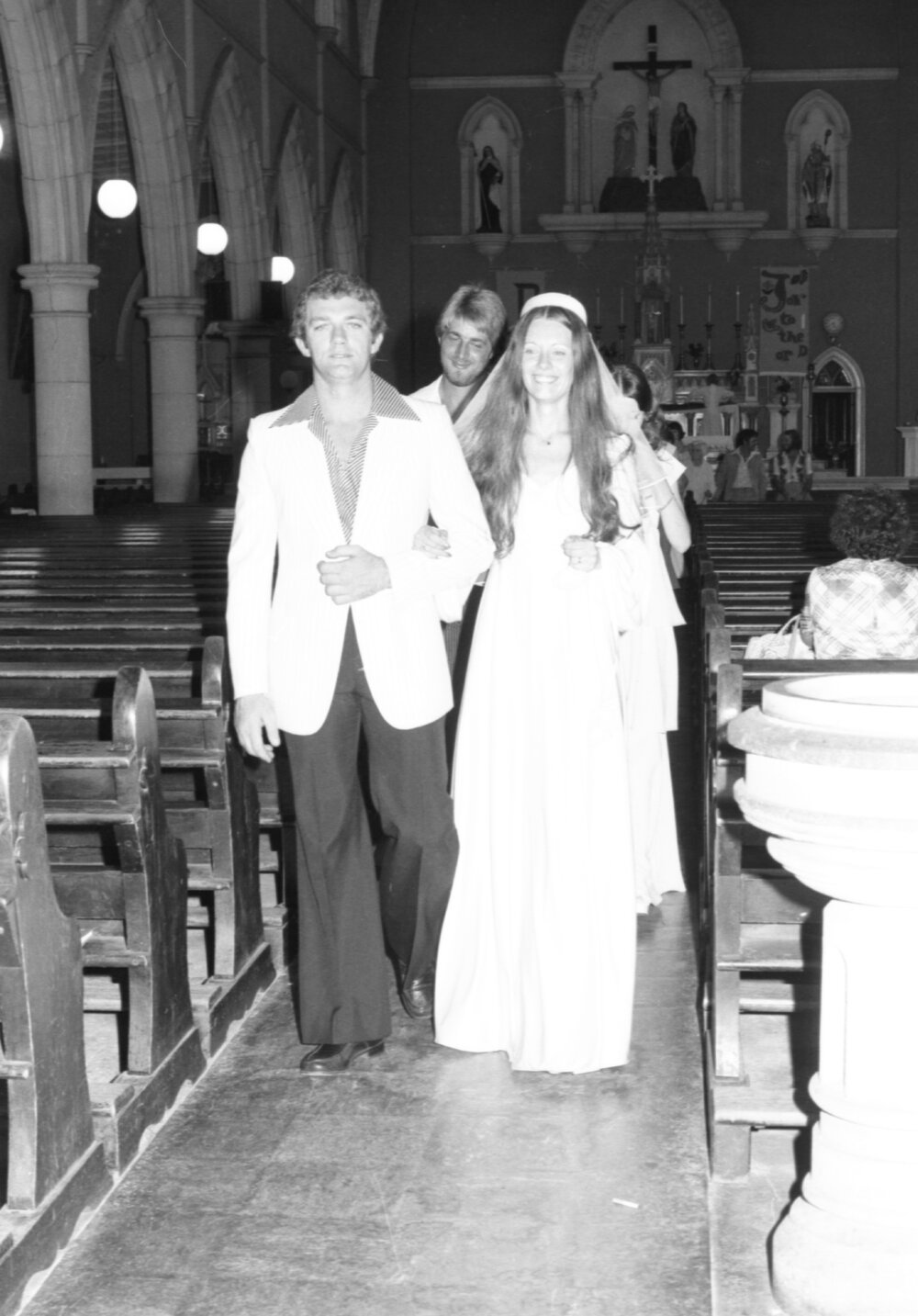 Wedding of unidentified couple, St Mary's Church, Woodend, Ipswich, January 1978