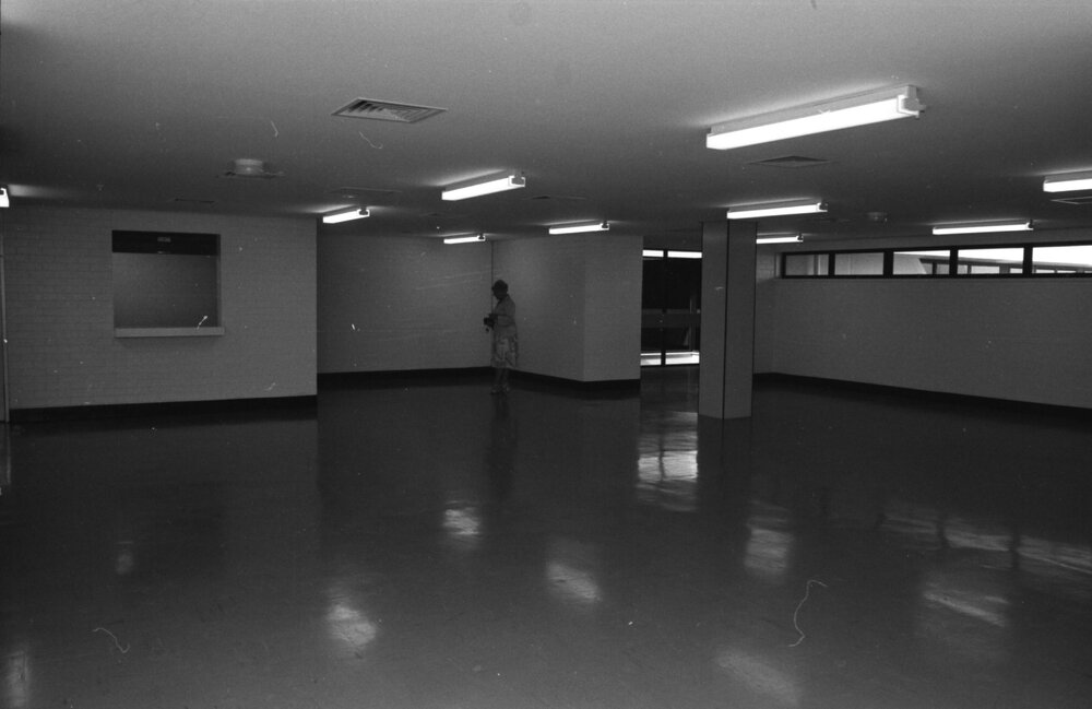 Inside of the Humanities Building, Ipswich, December 1977
