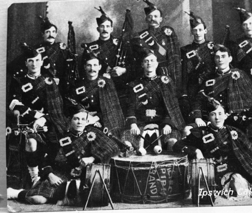 Photo of the Ipswich Caledonian Pipe Band, Ipswich, n.d.