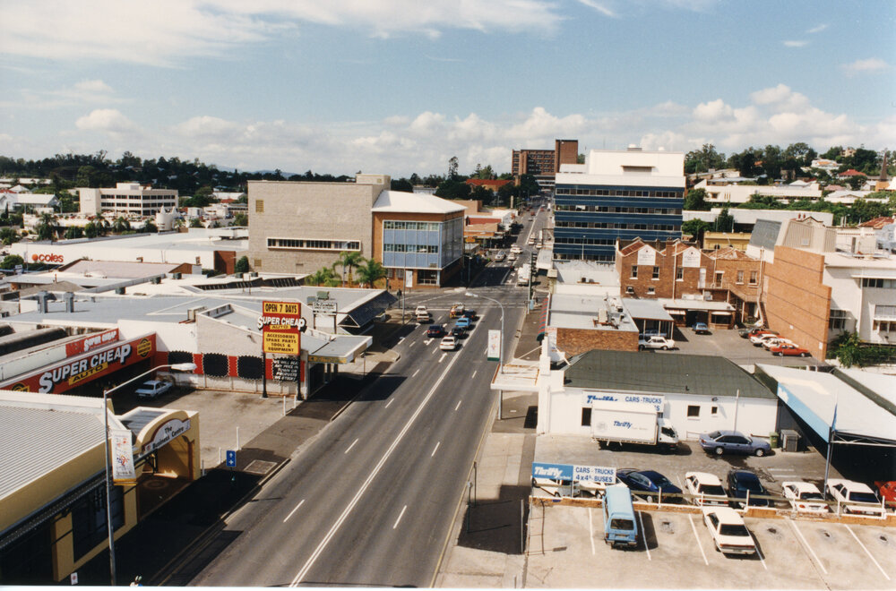 East Street, from top of Health Plaza, Ipswich, February 1998