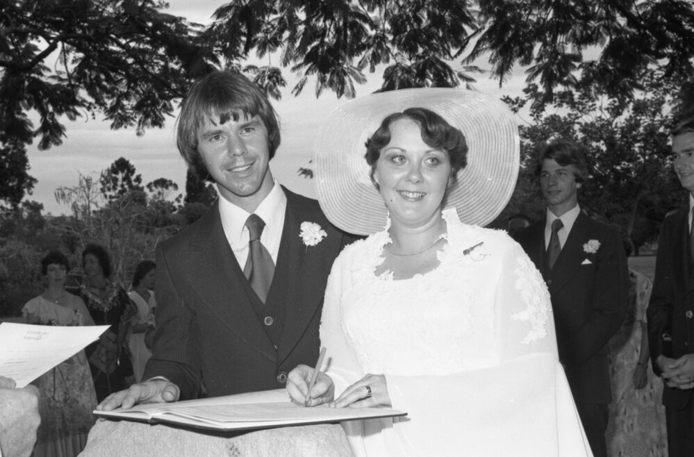 Newlywed couple, Ipswich, January 1978