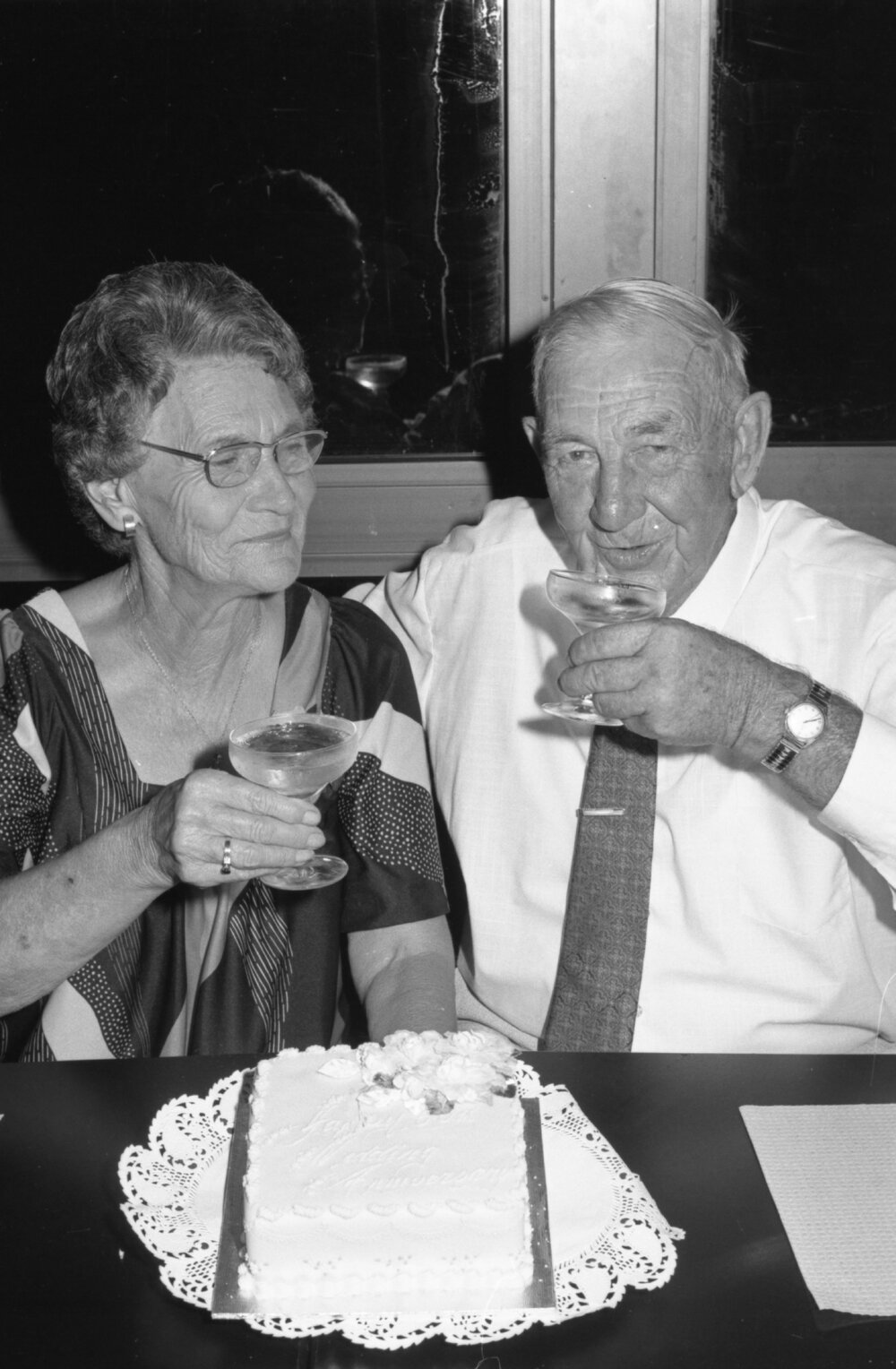Couple celebrating wedding anniversary, Ipswich, January 1978