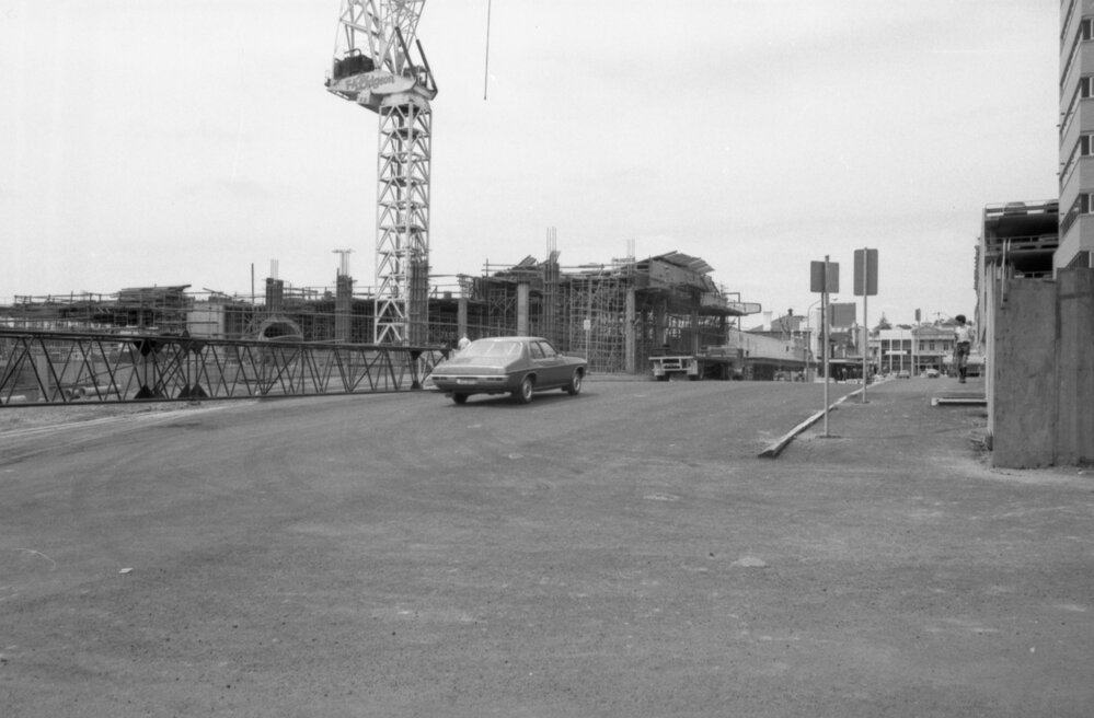 Construction of Ipswich Train Station on Bell Street, Ipswich, December 1977