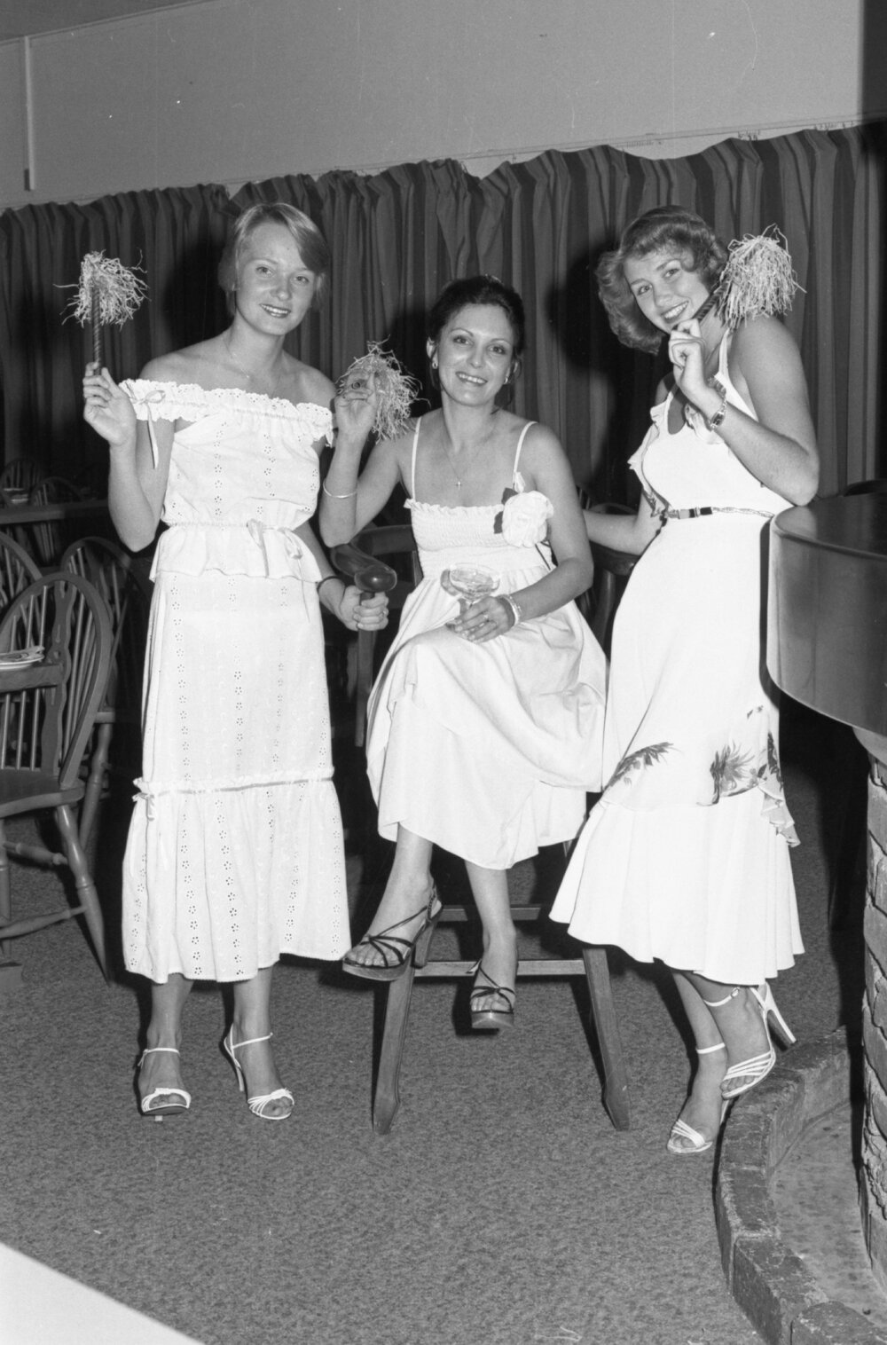 Models advertising dresses for end of year celebrations, Ipswich, December 1977