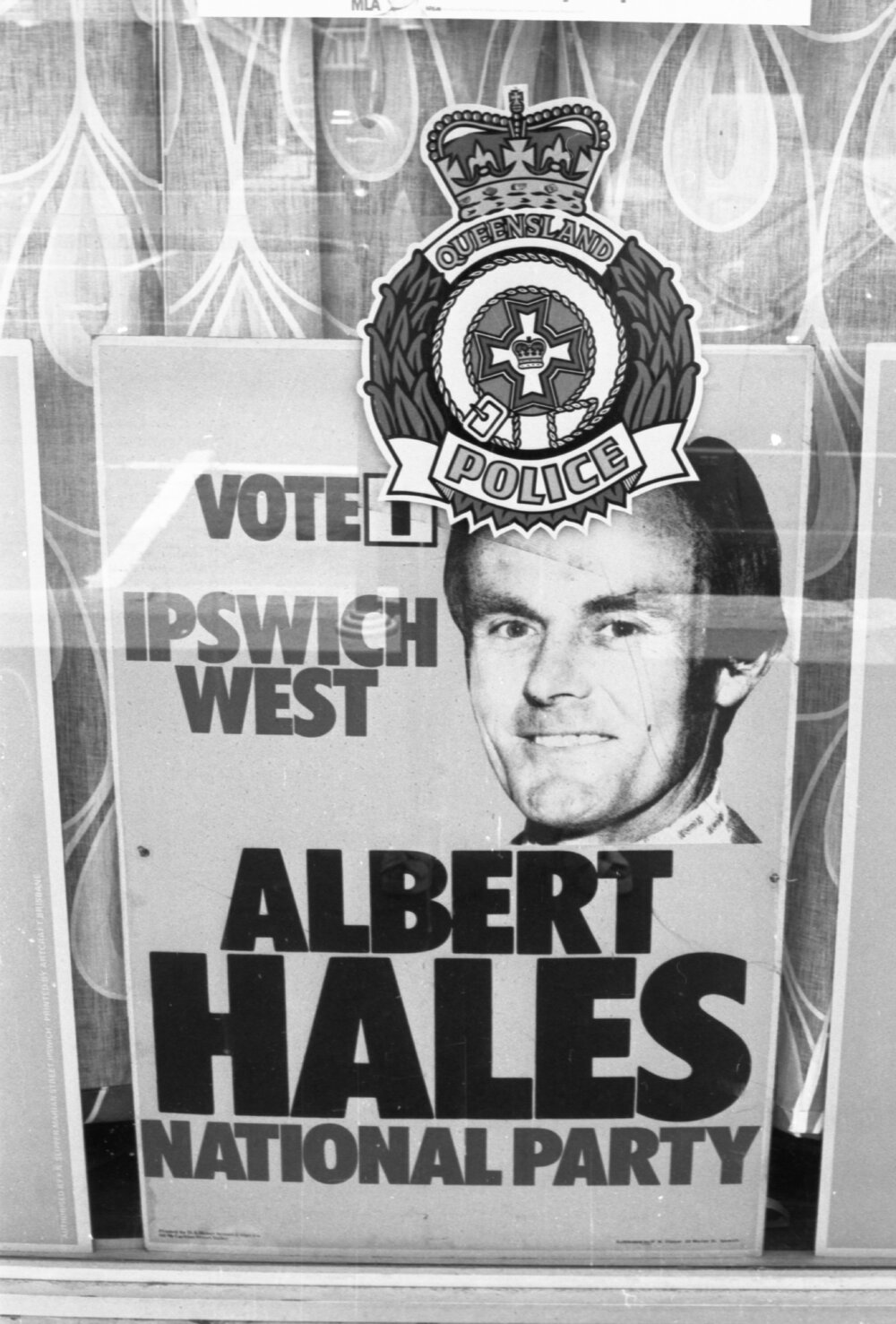 Poster for Albert Hales of the National Party of Australia, Ipswich, November 1977