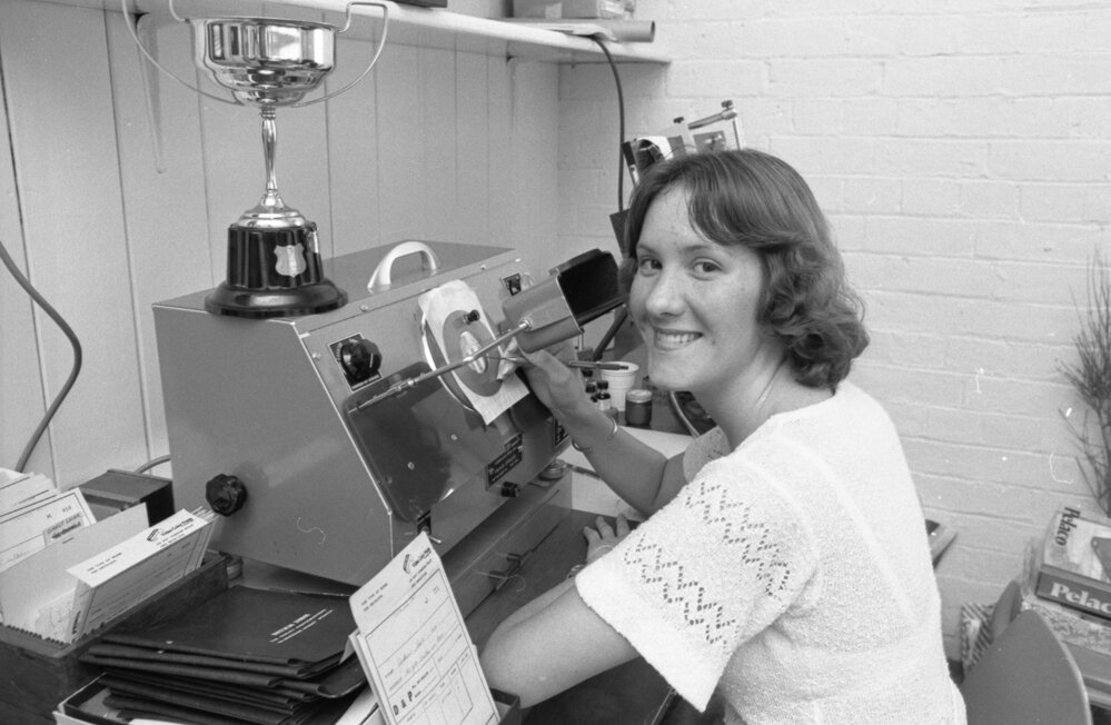 Thought to be Kerry Schmidt at Whitehead Studios, Ipswich, November 1977