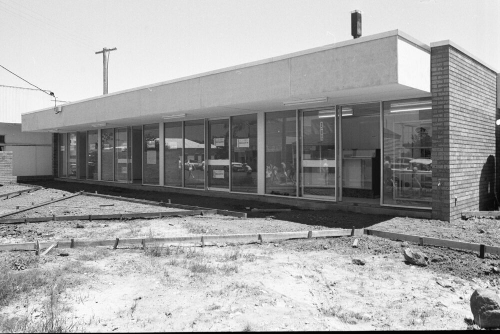 Commercial space during construction, John Street, Rosewood, Ipswich, February 1978