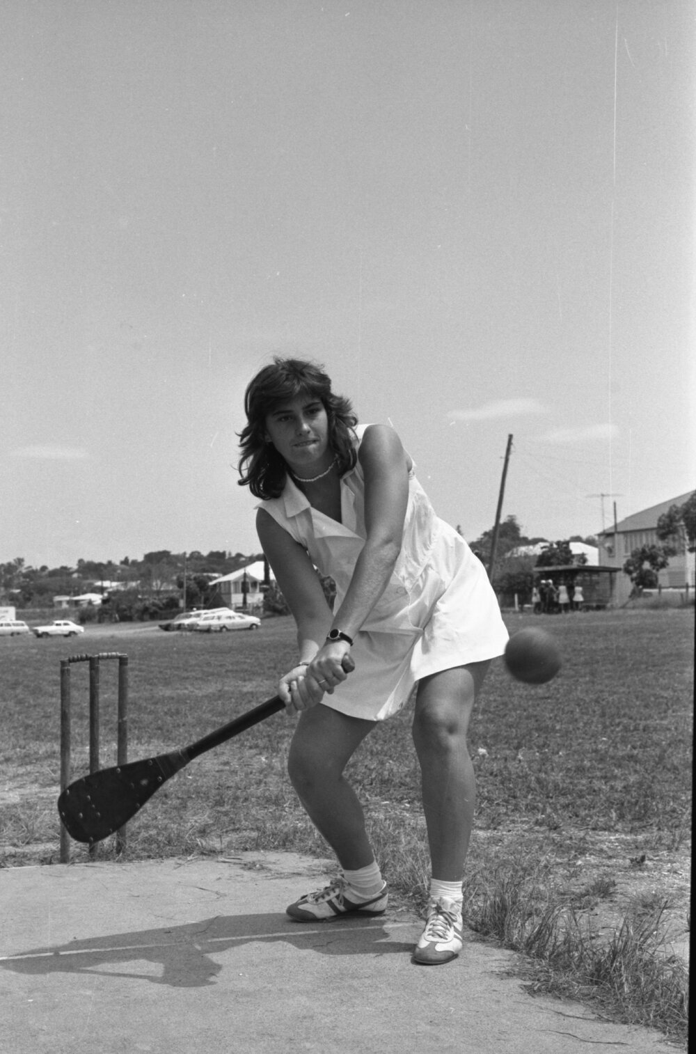 Unidentified Vigoro player batting, Ipswich, Queensland, February 1978