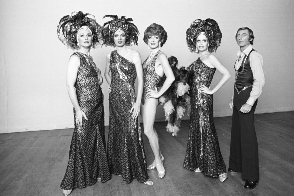Touring cabaret performers from Sydney nightclub Les Girls, Ipswich, Queensland, February 1978