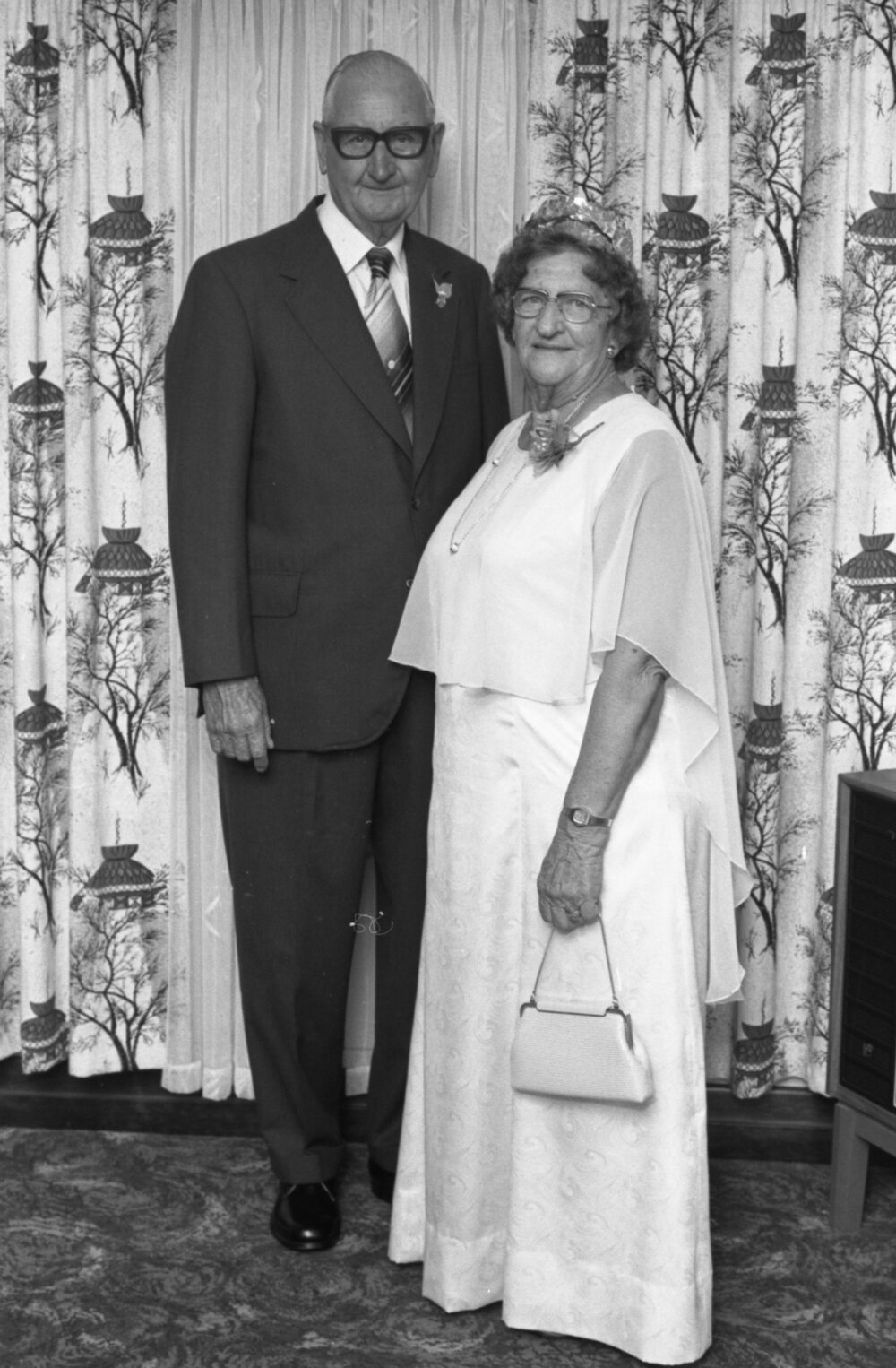Unidentified couple on their wedding anniversary, Ipswich, Queensland, 13th February 1978