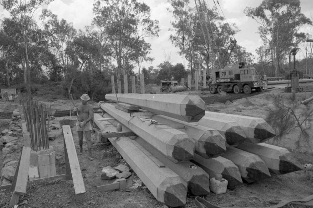 Construction of a bridge at an unidentified mine, Ipswich, Queensland, 14th February 1978