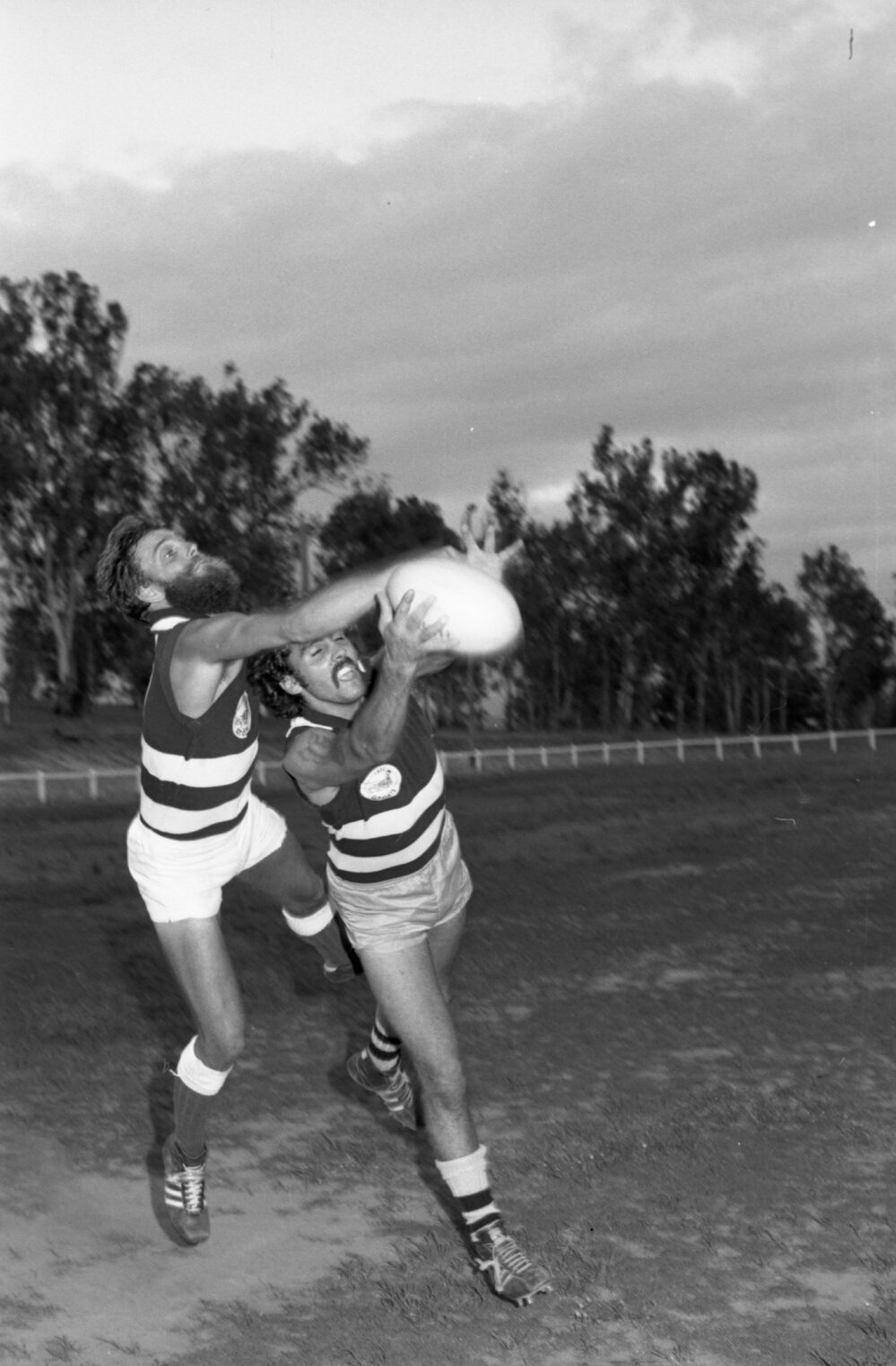 Two unidentified AFL players, Ipswich, Queensland, 16th February 1978