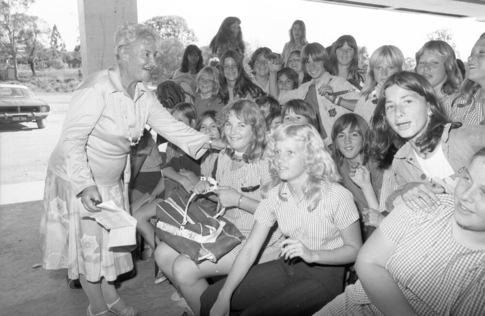 Georgie Conway at an unidentified state school, Ipswich, November 1977