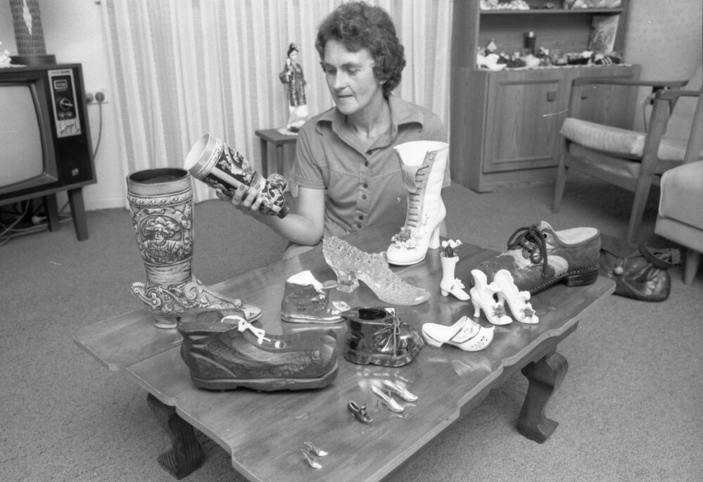 Collection of shoe memorabilia, Ipswich, November 1977