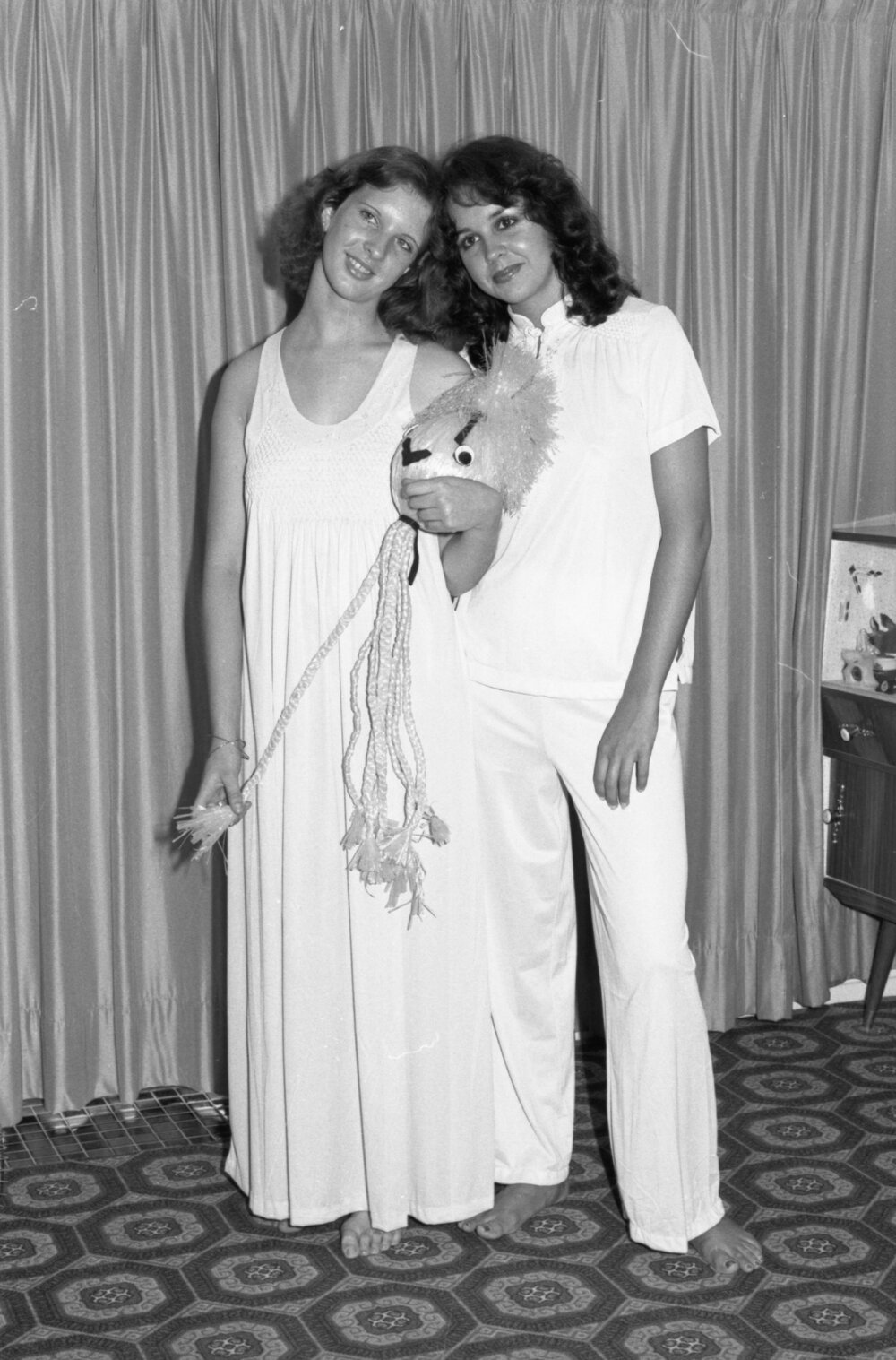 Models advertising sleepwear, Ipswich, November 1977