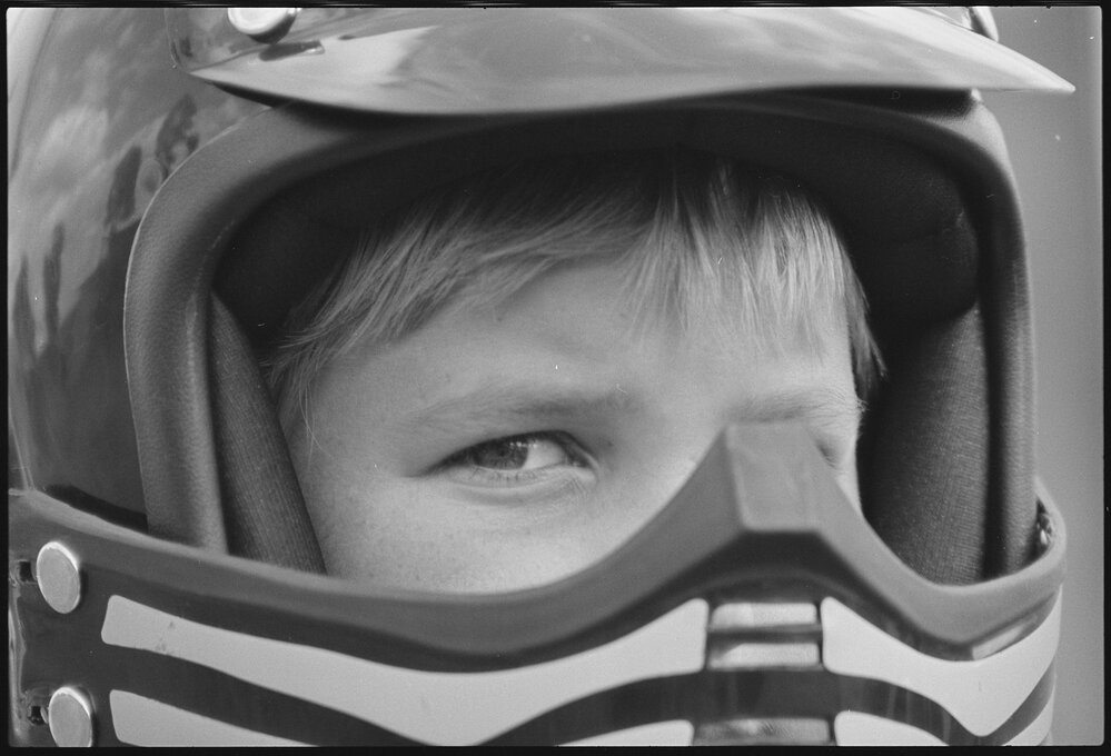 Unidentified boy participating in the Kalbar State Primary School Bike-a-Thon, Kalbar, July 1985