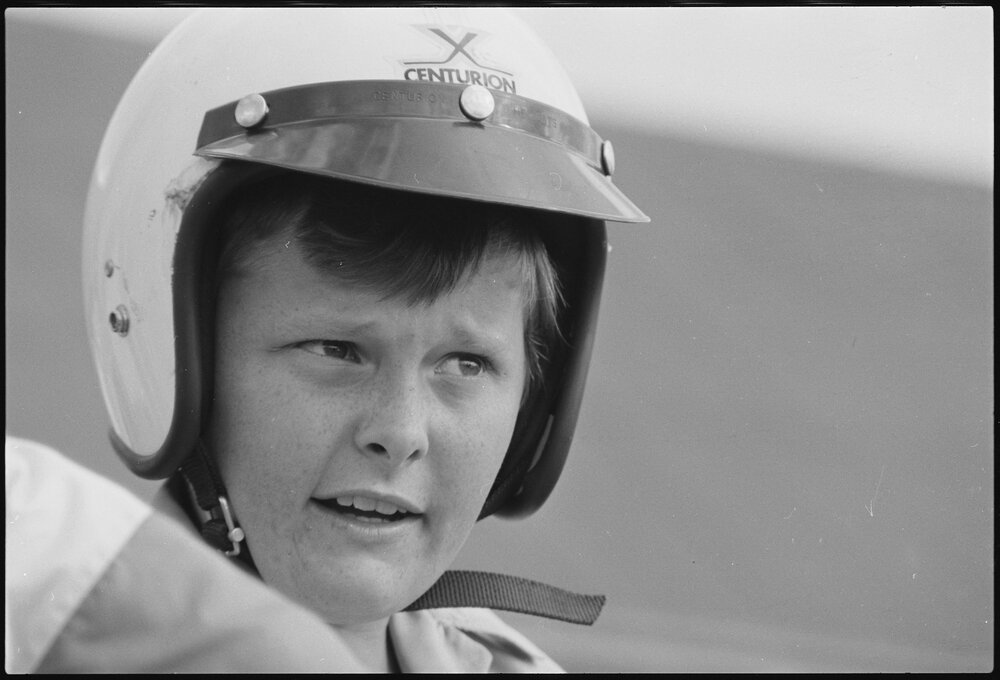 Unidentified boy participating in the Kalbar State Primary School Bike-a-Thon, Kalbar, July 1985