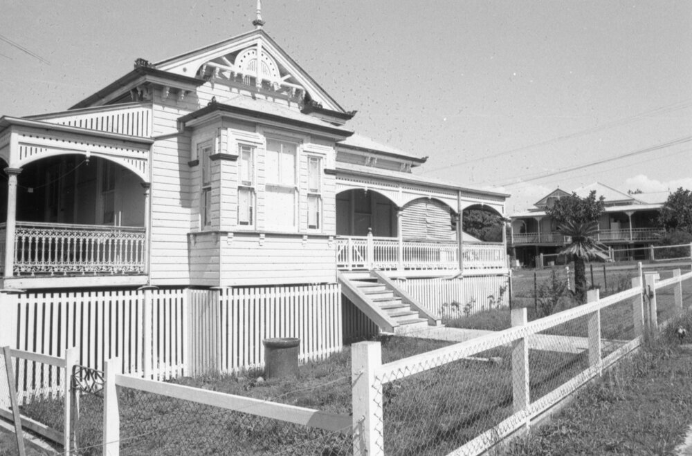 Queensland bungalow with multiple verandas at 43 Harlin Road, Coalfalls, Ipswich, November 1977