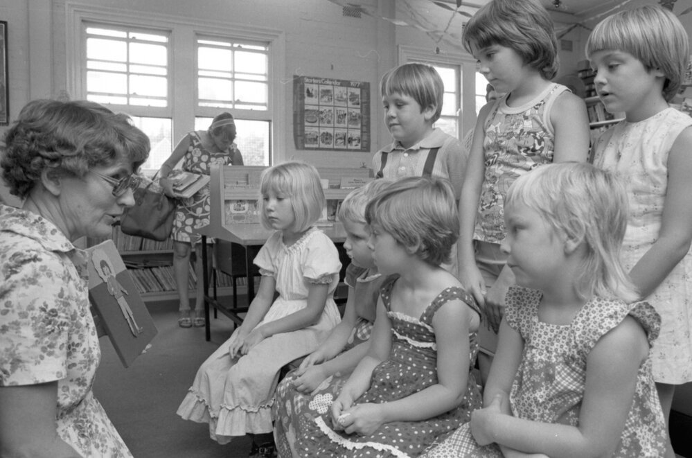 Children at Ipswich Library, Ipswich, December 1977