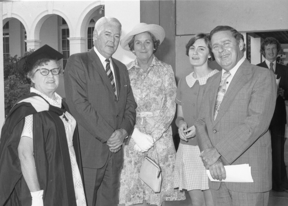Sir James Maxwell Ramsay at Ipswich Girls' Grammar School, Ipswich, November 1977