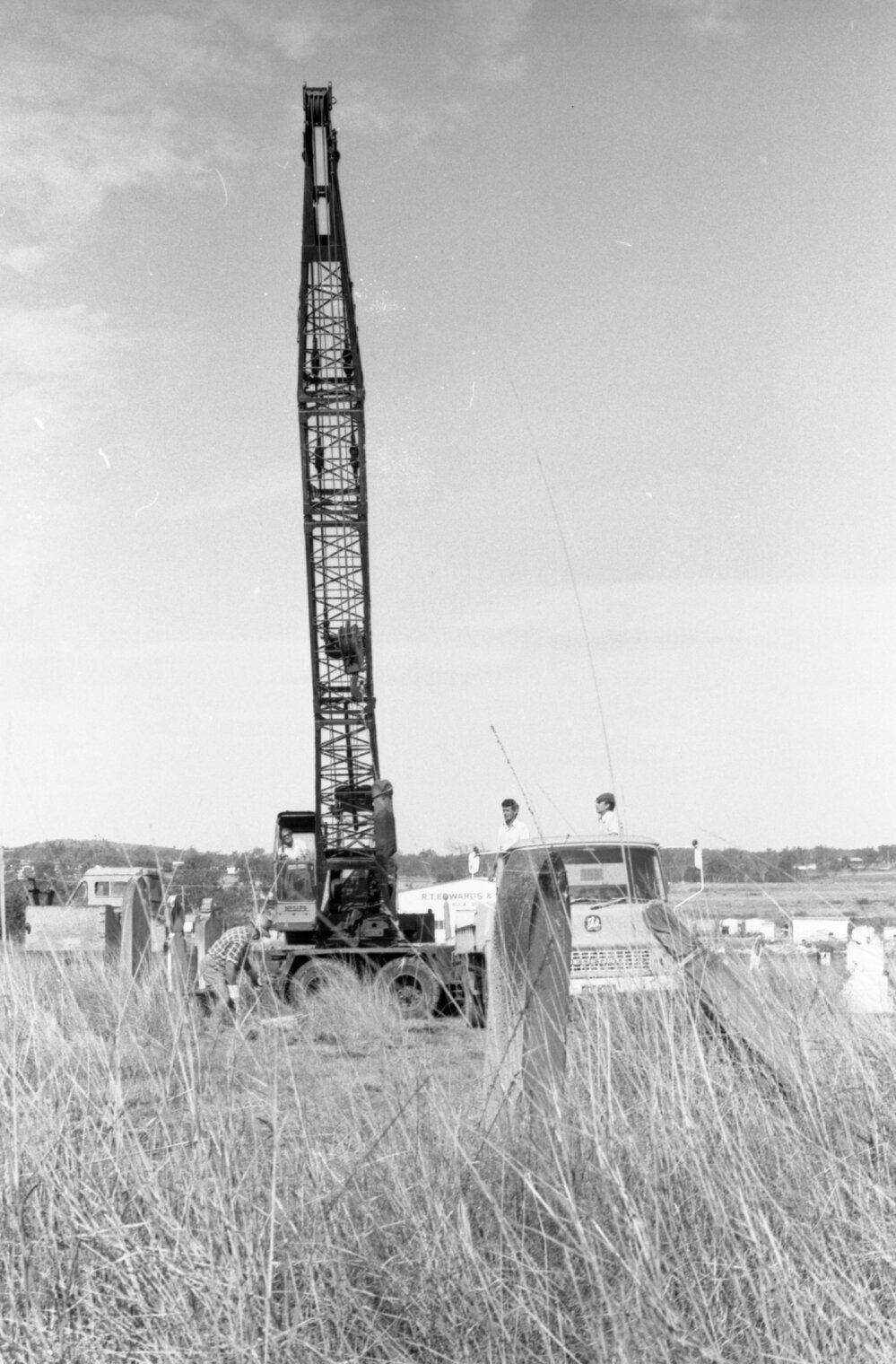 Relocation of  headstones by crane during Ipswich General Cemetery 'Clean-Up' campaign, Ipswich, 18th June 1977