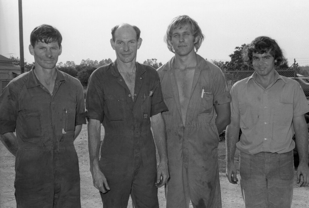 Workers at Keidge Motors, Ipswich, November 1977