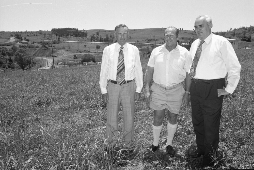 Ronald Ernest Camm and two unidentified men, Ipswich, Queensland, February 1978