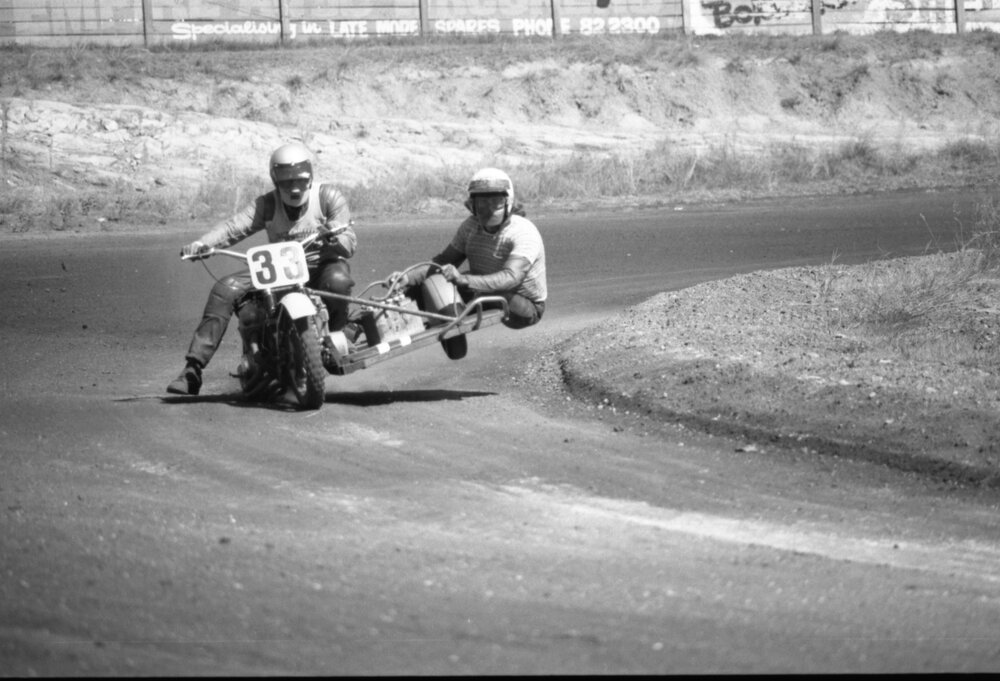 Unidentified men in Motorcross and Sidecarcross events, Mt Crosby, February 1978