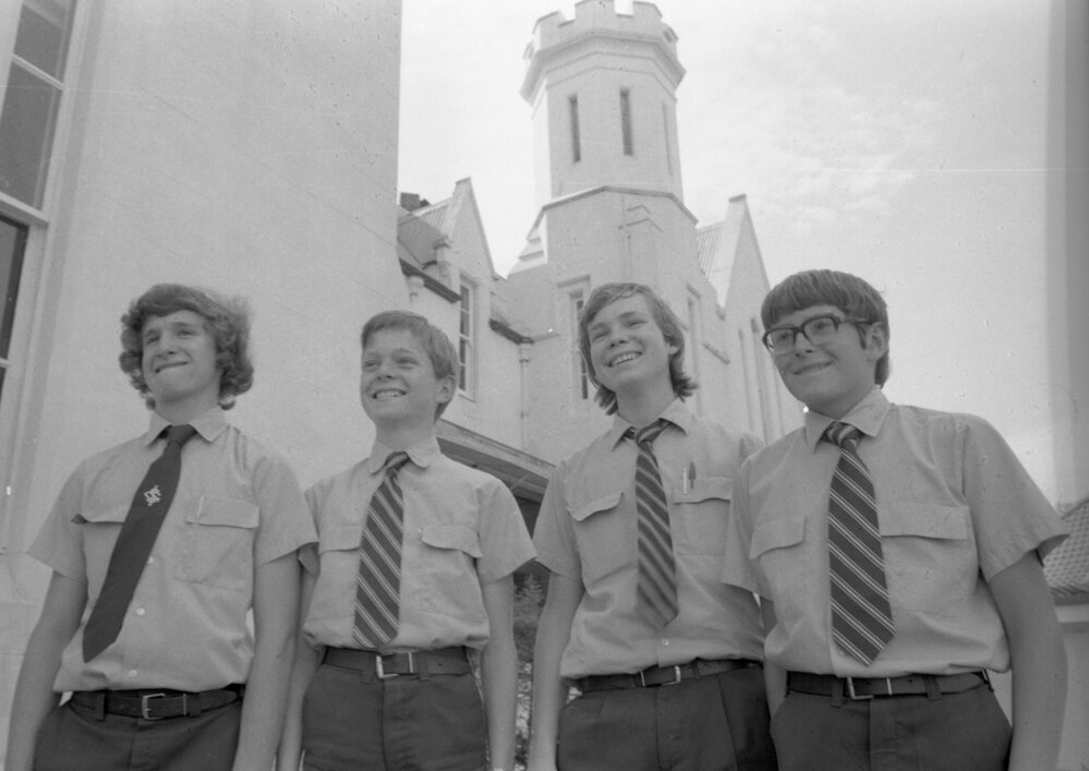 Competitors in mathematics competition from Ipswich Grammar School, Woodend, October 1977