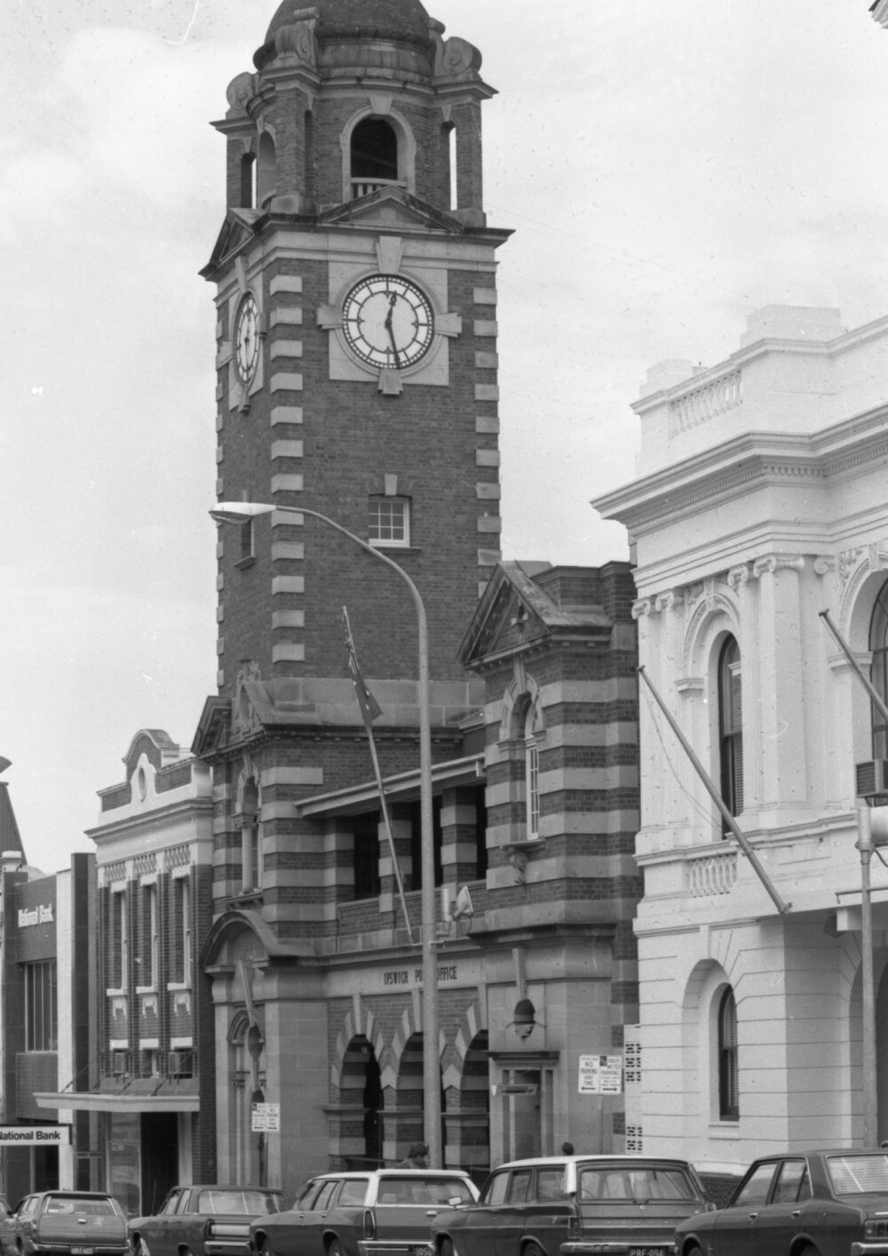 Brisbane Street clock tower, Ipswich, 4th October 1977
