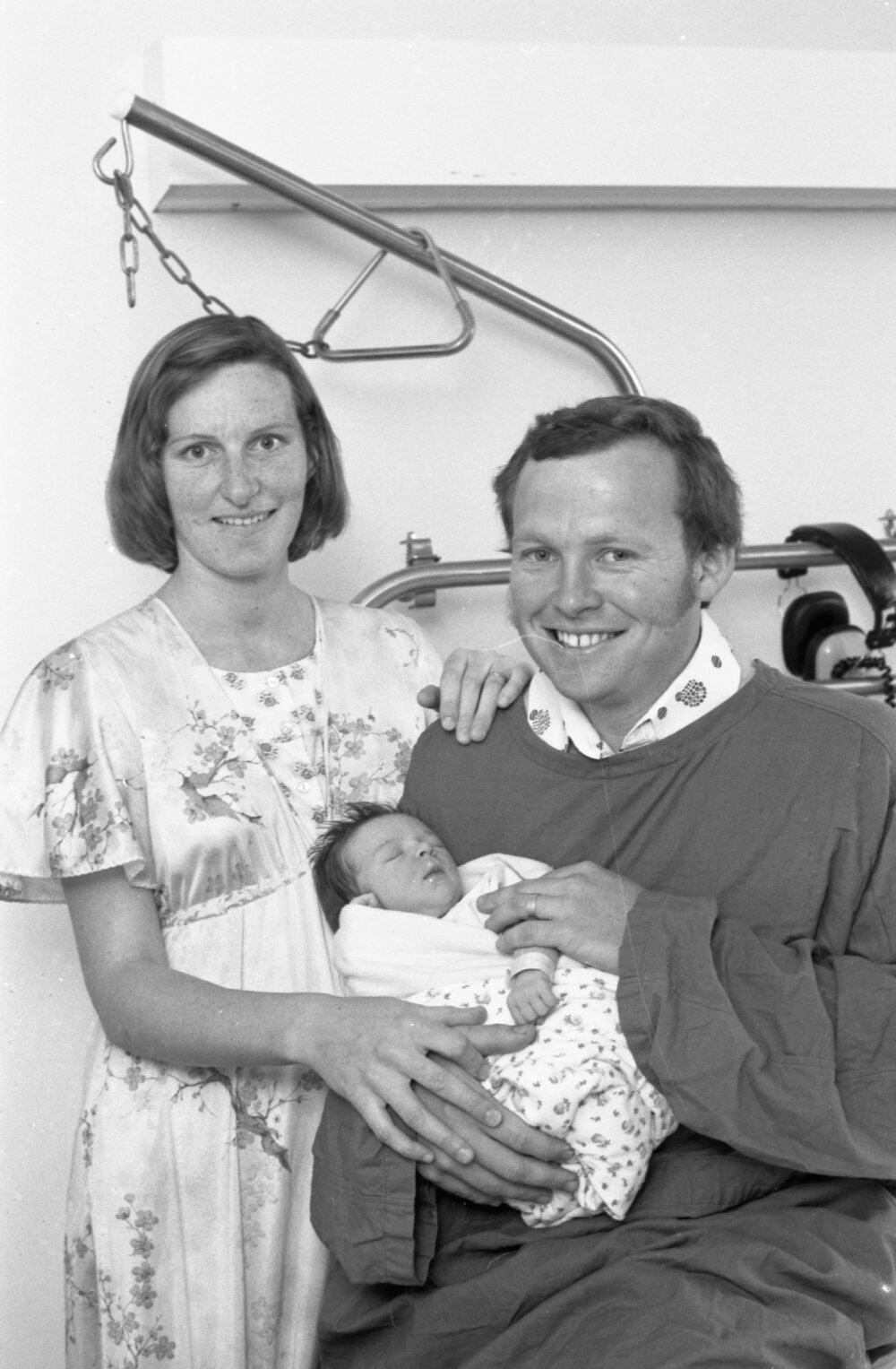 David Underwood and wife with their newborn, Ipswich, October 1977