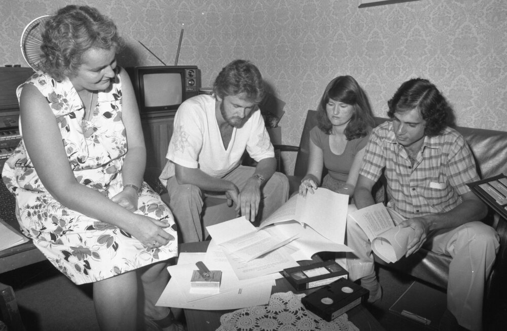 People studying the history of Claremont at Claremont Open Day, Ipswich, March 1981