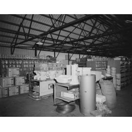 Interior of Mckenzie and Jackson Goodna store, warehouse, Goodna, Ipswich, 1963