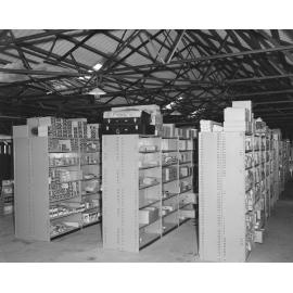 Interior of Mckenzie and Jackson Goodna store, warehouse, Goodna, Ipswich, 1963