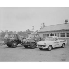 Mckenzie and Jackson fleet trucks, Goodna store, warehouse, Goodna, Ipswich, 1963