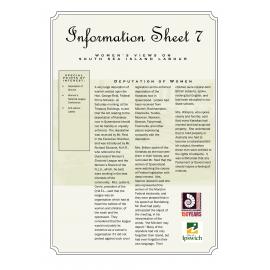 Australian South Sea Islanders, Information Sheet 7, Women's views on Island Labour