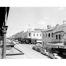 View of Brisbane Street from the Whitehead Studio's balcony, Brisbane Street, Ipswich, 1954